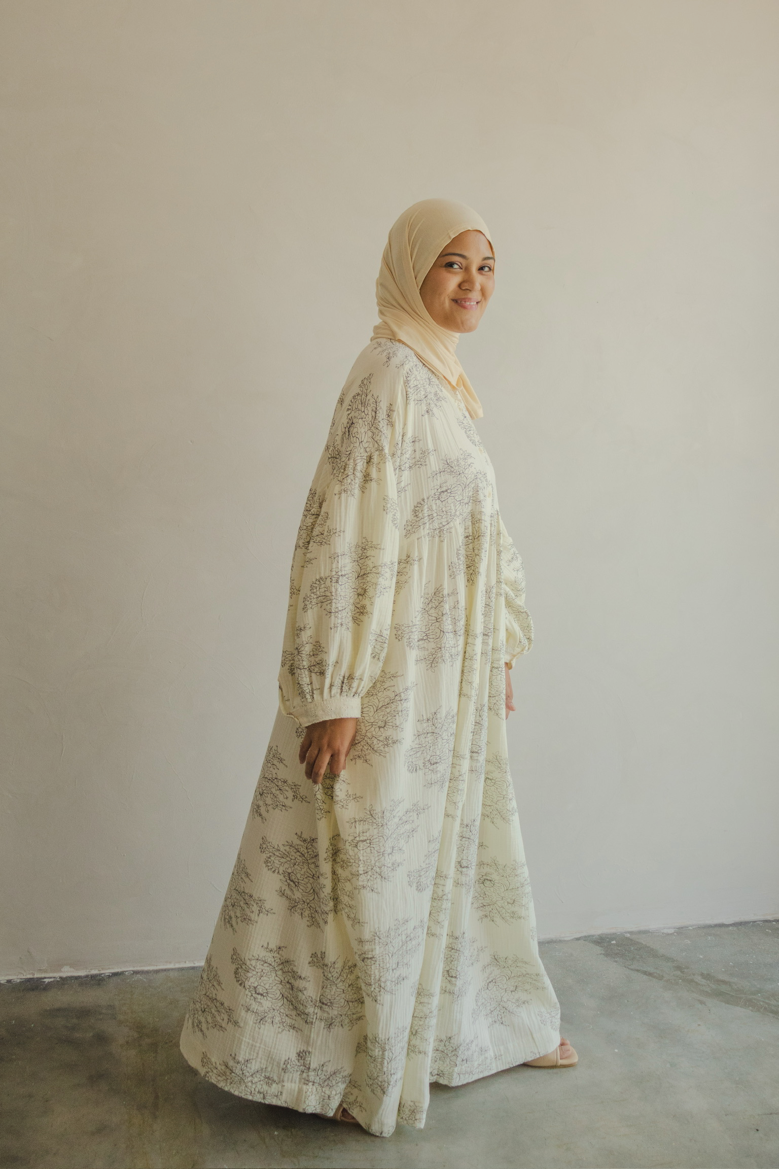Amalfi Muslin Dress in Mono Garden