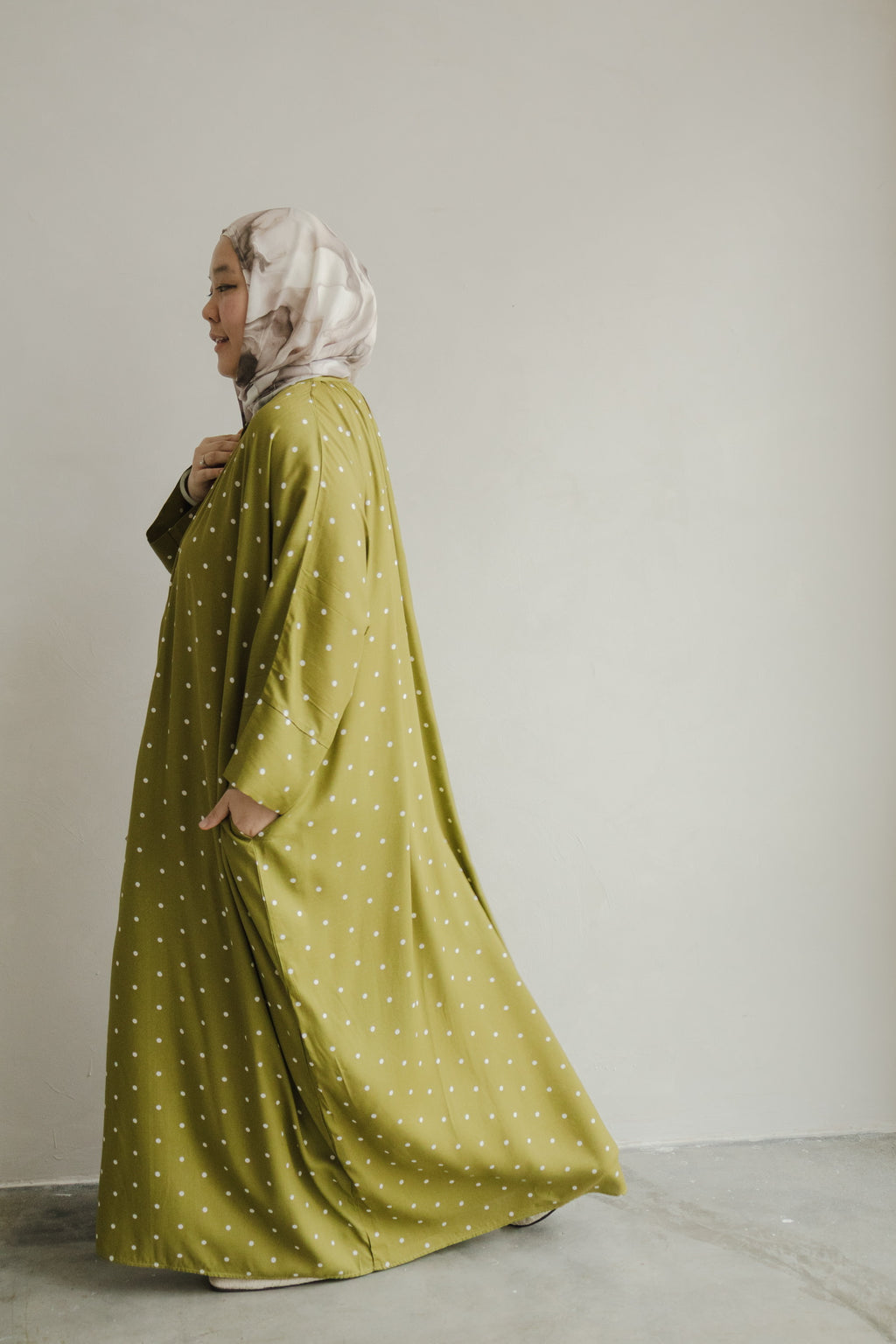 Polka Kaftan in Moss Green