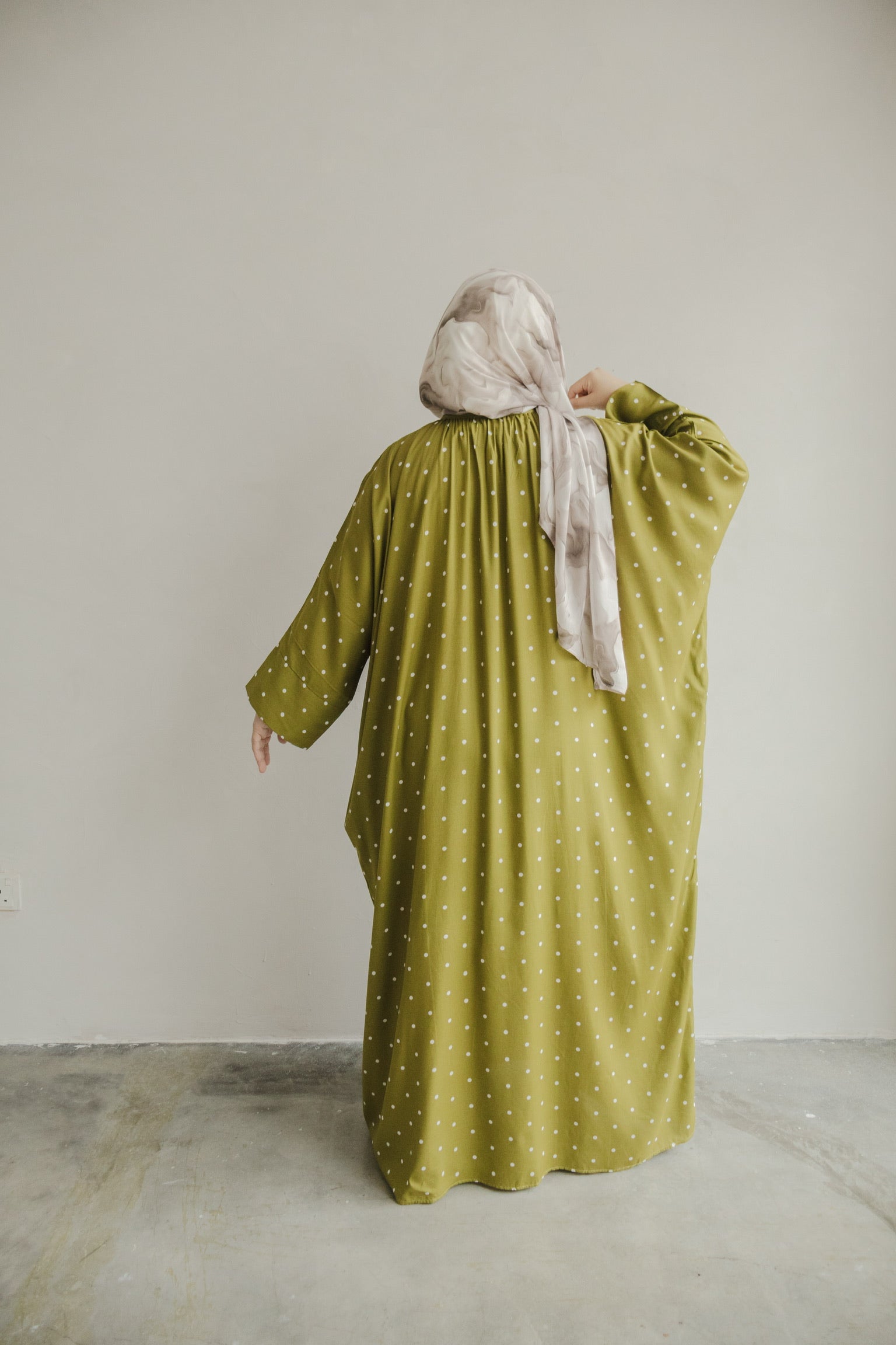 Polka Kaftan in Moss Green