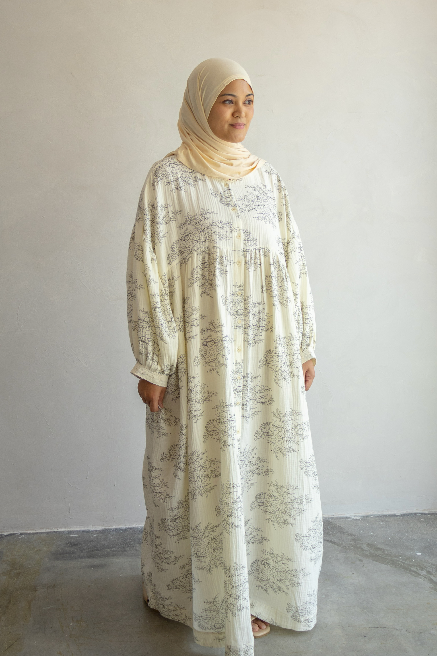 Amalfi Muslin Dress in Mono Garden