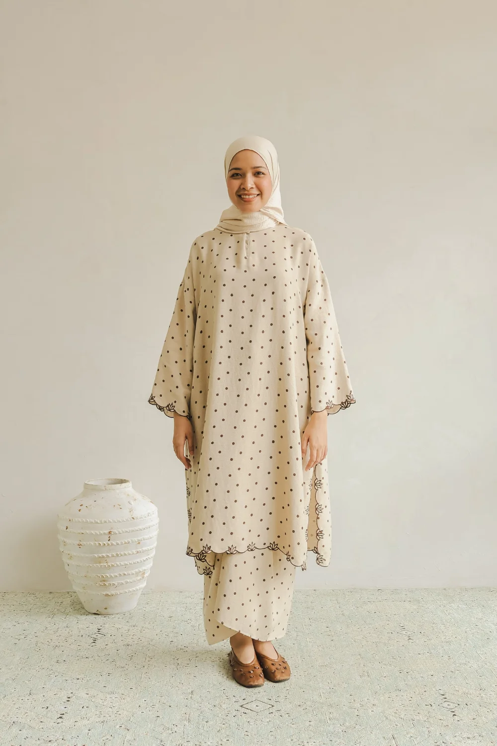 Kalthum Awal Kurung in Brown
