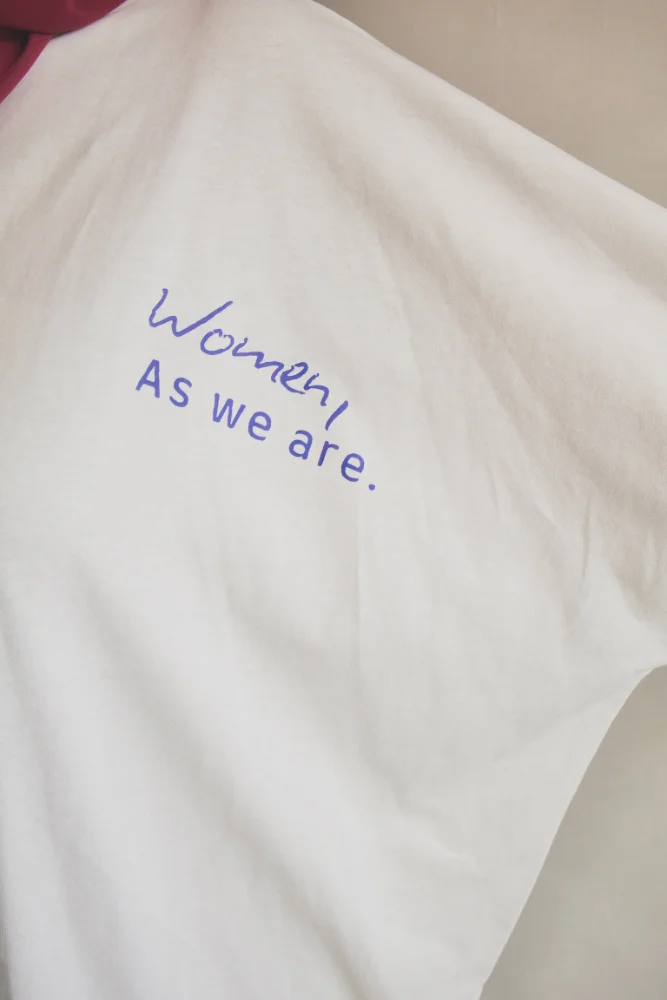 Alternative view of Woman As We Are Tee in White (Emotion Faces)