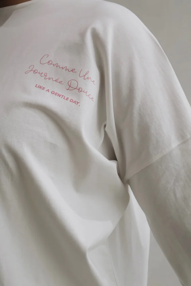 Alternative view of Like a Gentle Day Tee in White (Stamp)