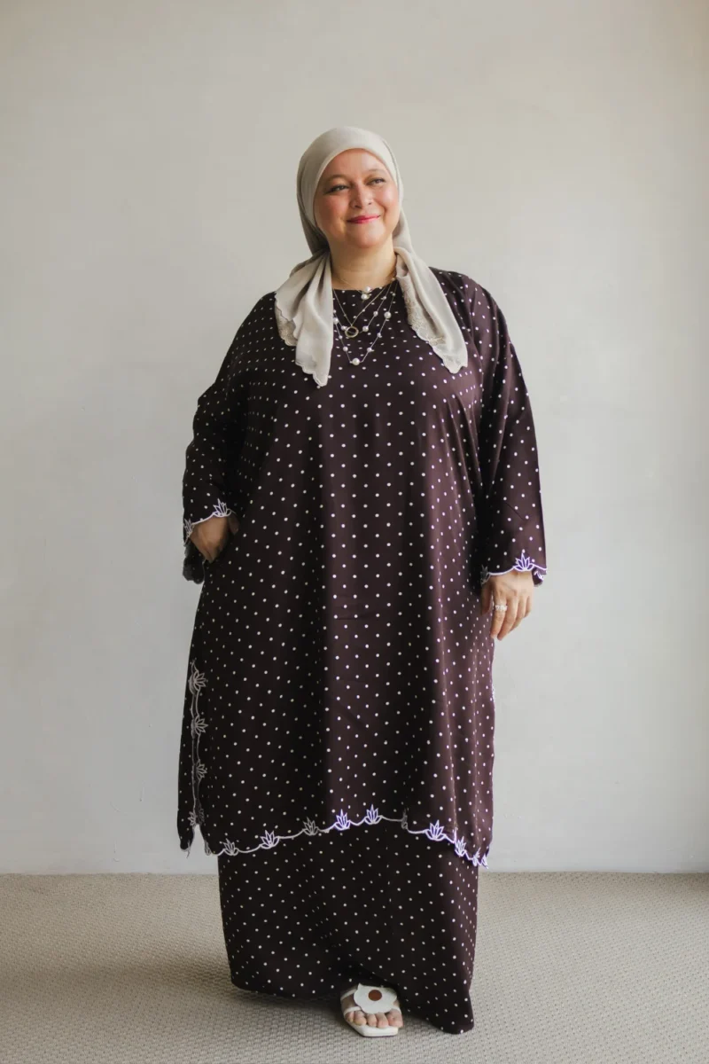 Kalthum Polka Rayon Dark Plum