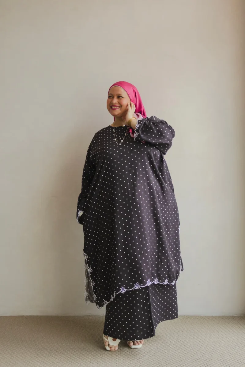 Kalthum Polka Rayon Black