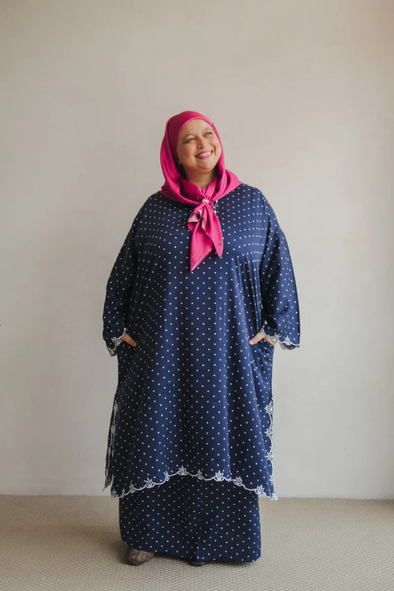 Kalthum Polka Rayon Navy